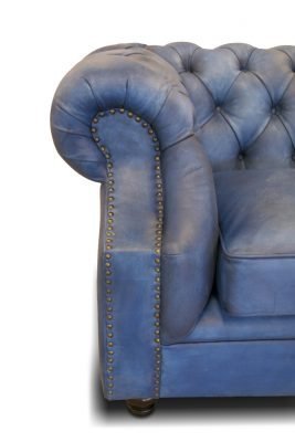 Canapea Chesterfield piele albastra 200 x 100 80